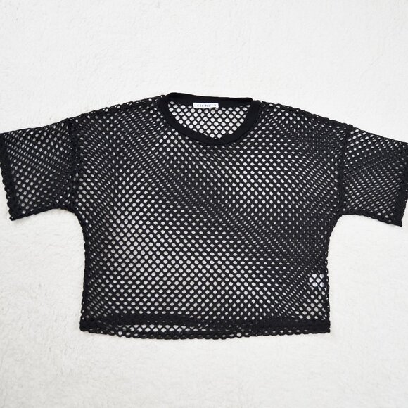 amazon black fishnet crop top M - Picture 1 of 10
